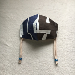 NO3 親子セット　大人サイズＬ　キッズサイズ　立体マスク　親子コーデ　ハンドメイド ビーズストッパー付き 2枚目の画像