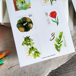 [無色綻放] 南瓜溫室郵票貼紙 2張入16枚 裝飾貼紙 第10張的照片
