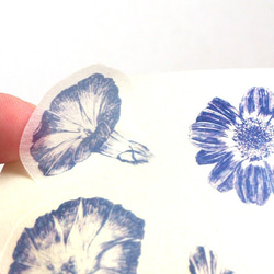 青い花 和紙のステッカー 2枚目の画像