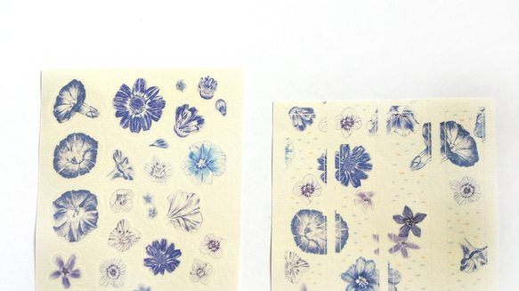 青い花 和紙のステッカー 4枚目の画像