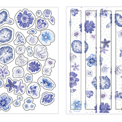 青い花 和紙のステッカー 6枚目の画像