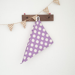 ３点セット子供用 エプロン&三角巾、巾着(ドット柄　紫) 2枚目の画像