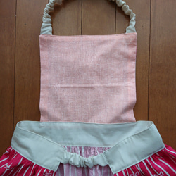 子供用 エプロン(ポケット付き)&三角巾(ストライプ リボン柄 赤) 3枚目の画像
