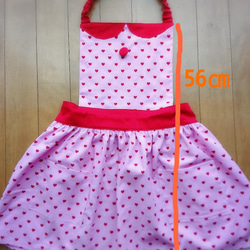 [再販]子供用 エプロン(ポケット付き)&三角巾(ピンク ハート柄) 4枚目の画像