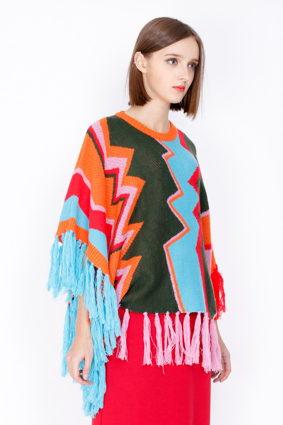 ZIZTAR Ethnic Zigzag Fringe Sweater 2枚目の画像