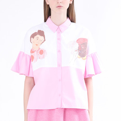 ZIZTAR Miss Two Big Heads Collar Ruffle Shirt 2枚目の画像