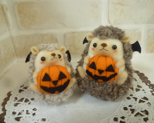大サイズ】ハロウィン♪はりねずみ 羊毛フェルト 羊毛フェルト