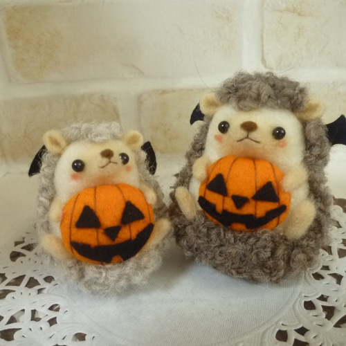 大サイズ】ハロウィン♪はりねずみ 羊毛フェルト 羊毛フェルト