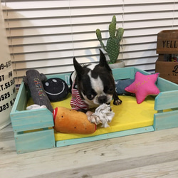 【名入れ】ペット ドッグベッド 犬用 猫用　木製ベッド 西海岸風 ビンテージ オーダーメイド 3枚目の画像
