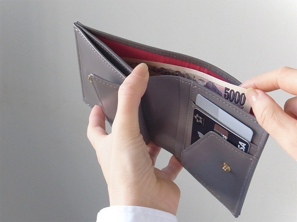 小銭が取り出しやすい！軽くてコンパクトな財布 - Short Wallet - グレー - 6枚目の画像