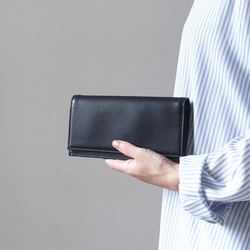 上質イタリアンレザー「スリムでシック」な長財布 - Long Wallet - ブラック- 1枚目の画像