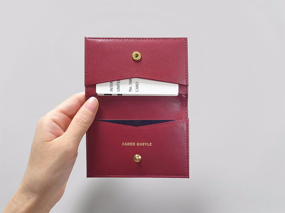 << 残り僅か >>【SALE！】シンプルなカードケース （ミニ財布としても）- Card Case - バーガンディ 1枚目の画像