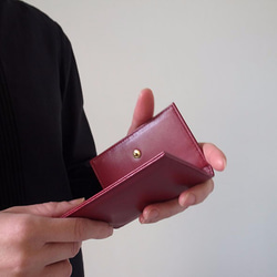 << 残り僅か >>【SALE！】シンプルなカードケース （ミニ財布としても）- Card Case - バーガンディ 7枚目の画像