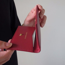 << 残り僅か >>【SALE！】シンプルなカードケース （ミニ財布としても）- Card Case - バーガンディ 8枚目の画像