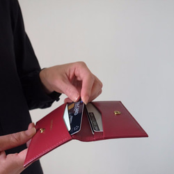<< 残り僅か >>【SALE！】シンプルなカードケース （ミニ財布としても）- Card Case - バーガンディ 4枚目の画像