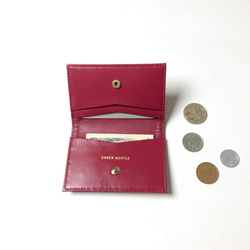 << 残り僅か >>【SALE！】シンプルなカードケース （ミニ財布としても）- Card Case - バーガンディ 6枚目の画像