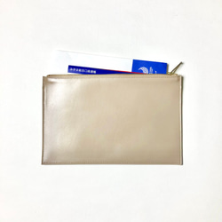 【完売】薄いシンプルなポーチ - Flat Pouch - ベージュ：カレンクオイル 7枚目の画像