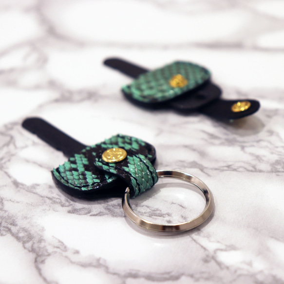 [小巧可愛的鑰匙套]寬型蟒蛇綠寶石，可以容納比普通鑰匙尺寸更寬更高的物品 第2張的照片