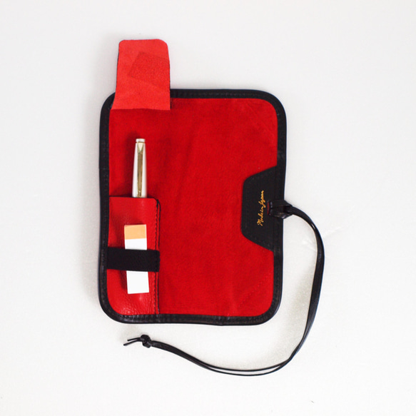 【日式捲軸筆盒1支筆】可裝便利貼、手掌橡皮等的筆盒，小鋼筆，短筆，紅色 第3張的照片