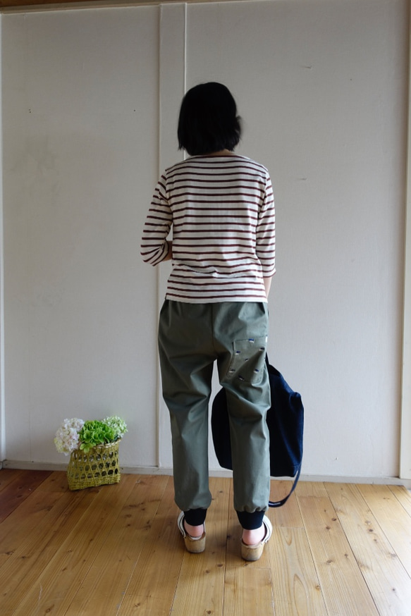 [6/12まで送料無料]カーキグリーンのジョガーパンツSAKANAポケット/KHAKI/S 8枚目の画像