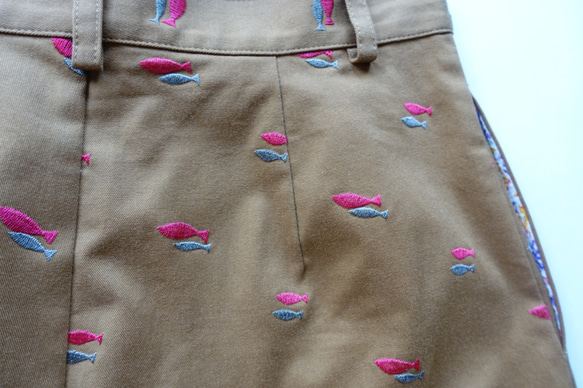 SAKANA刺繍チノストレッチのガウチョパンツ/CAMEL/L 5枚目の画像