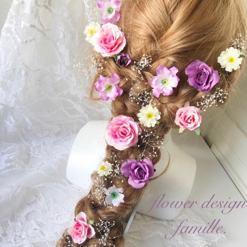 028.編みおろしヘア用ヘッドドレス♡ピンク・パープル系 028.編みおろしヘア用ヘッドドレス♡ピンク・パープル系