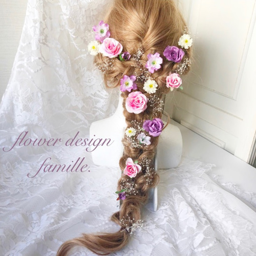 028.編みおろしヘア用ヘッドドレス♡ピンク・パープル系 028.編みおろしヘア用ヘッドドレス♡ピンク・パープル系