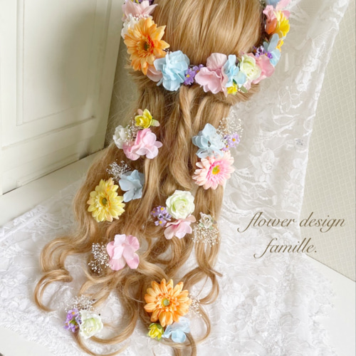 062.上品カラフルなレインボーカラーのヘッドドレス・七色 髪飾り  