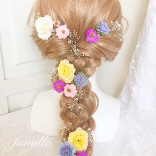 カラフルプリンセス花冠&編みおろしヘア用ヘッドドレス