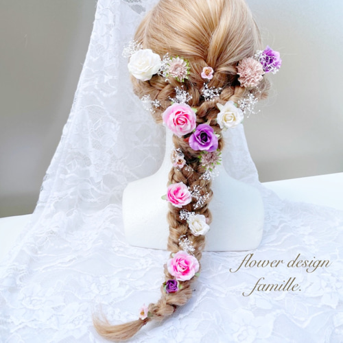 048.編みおろしヘア用ヘッドドレス♡ラプンツェルヘア/ピンク 048.編みおろしヘア用ヘッドドレス♡ラプンツェルヘア/ピンク