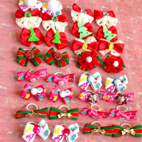 わんちゃん用クリスマスリボンヘアゴム 8個4組☆おまかせ 10028 ペット