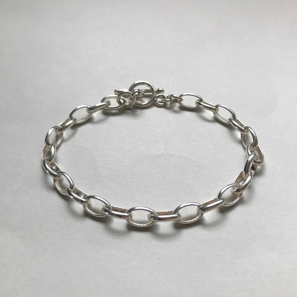 シルバーチェーン ブレスレットSV925 Silver chain bracelet /Oval 1枚目の画像