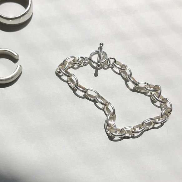 シルバーチェーン ブレスレットSV925 Silver chain bracelet /Oval 4枚目の画像