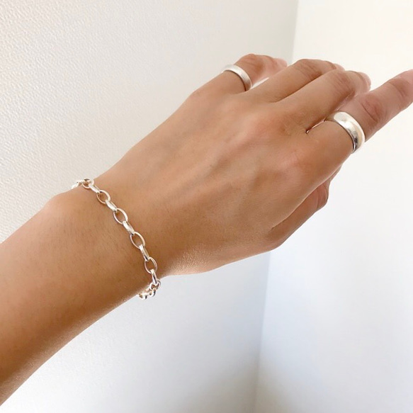 シルバーチェーン ブレスレットSV925 Silver chain bracelet /Oval 6枚目の画像