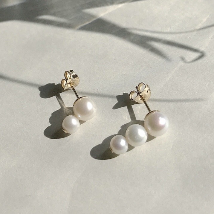淡水パールのグラデーションピアス 14KGF/金具変更可