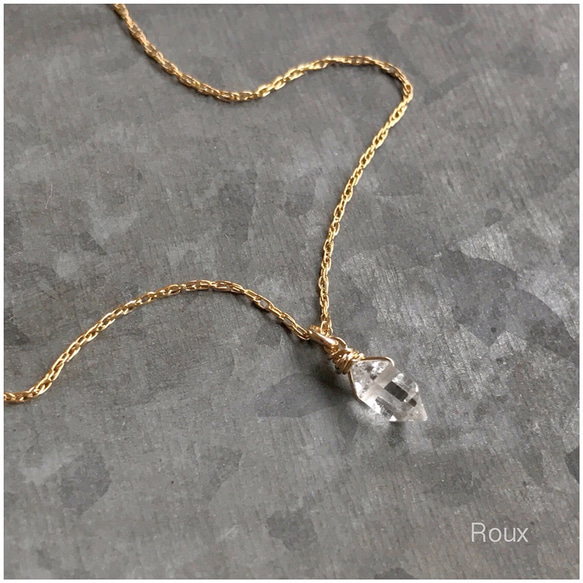 ハーキマーダイヤモンドの一粒ネックレス （14kgf） 1枚目の画像
