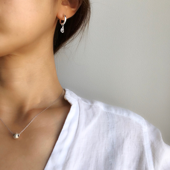 ハーキマーダイヤモンド フープピアス（SilverFilled/SV925）金具変更可 7枚目の画像