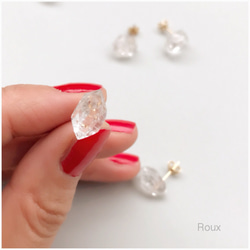 Lsize  NYハーキマーダイヤモンドのピアス （14kgf）/ パーツ変更可能 6枚目の画像