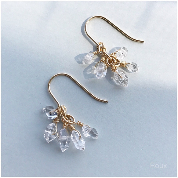 完売 ハーキマーダイヤモンドのシャンデリアピアス（14kgf ） ピアス ピアス