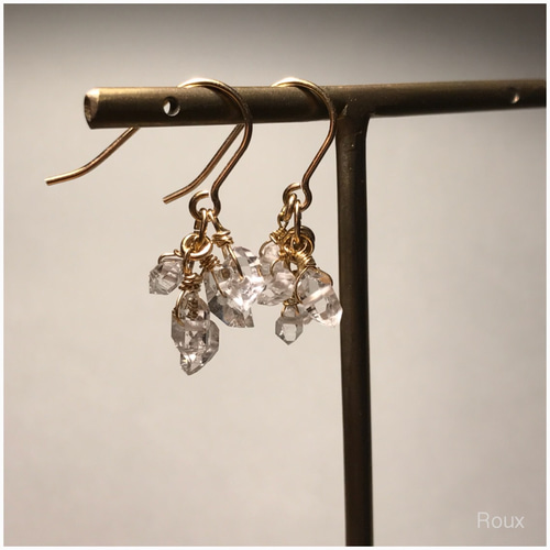ハーキマーダイヤモンドのシャンデリアピアス（14kgf ） ピアス