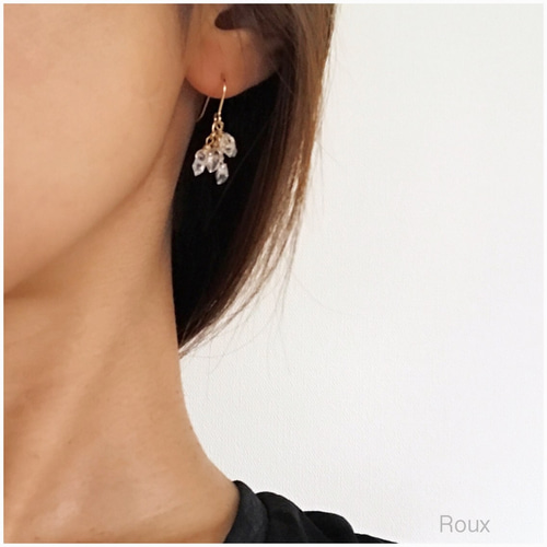 ハーキマーダイヤモンドのシャンデリアピアス（14kgf ） ピアス
