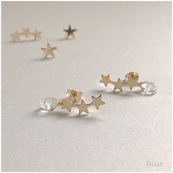 ☆3つ星とNYハーキマーダイヤモンドのピアス（14kgf） ピアス