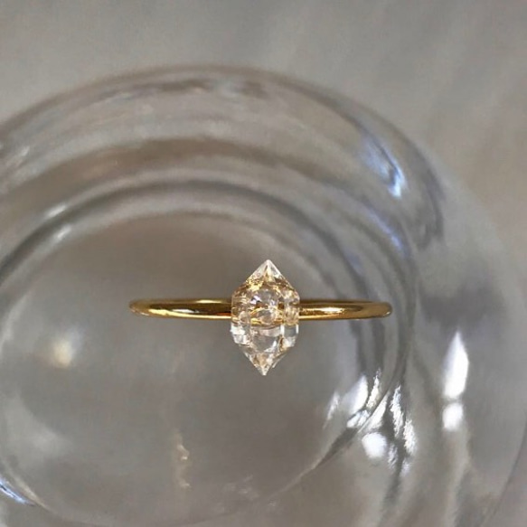 Herkimer diamond Ring M（14KGF）ハーキマーダイヤモンド リング 2枚目の画像