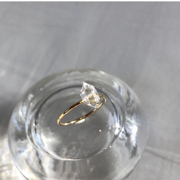 Herkimer diamond Ring M（14KGF）ハーキマーダイヤモンド リング 3枚目の画像