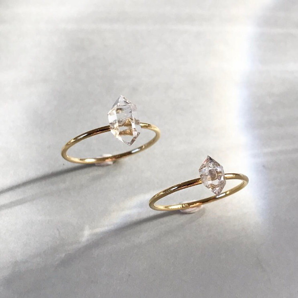 Herkimer diamond Ring M（14KGF）ハーキマーダイヤモンド リング 4枚目の画像