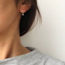 Mini Square pierce Ruby（14KGF）ピアス/イヤリング 5枚目の画像