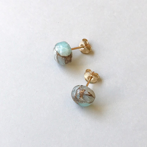 Copper Amazonite Pirece Mini（14KGF）ピアス/イヤリング　コッパーアマゾナイト 5枚目の画像