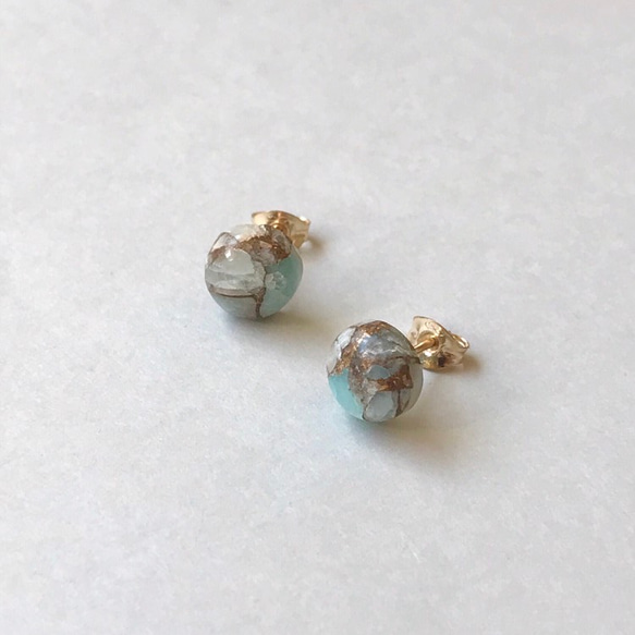 Copper Amazonite Pirece Mini（14KGF）ピアス/イヤリング　コッパーアマゾナイト 6枚目の画像