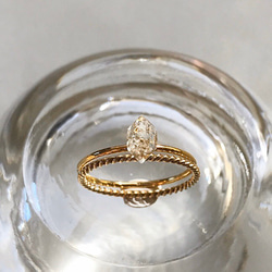 Herkimer diamond S +Twist Ring（14KGF）ハーキマーダイヤモンド リング 1枚目の画像