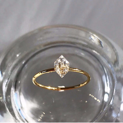 Herkimer diamond S +Twist Ring（14KGF）ハーキマーダイヤモンド リング 3枚目の画像